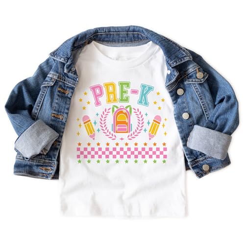 Preppy Pre-K Shirts For Girls - Back To School Pencil Backpack Outfit - Cute Gift For First Day Of School Announcement - Natural Toddler & Youth T-Shirt