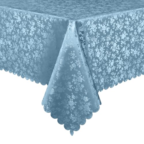 Image of Smiry Rectangle Table Cloth, Waterproof Heavy Duty Vinyl Tablecloths, Wipeable Washable Table Cover for Kitchen and Dining Room (Stone Blue, 54 inch X 78 inch)