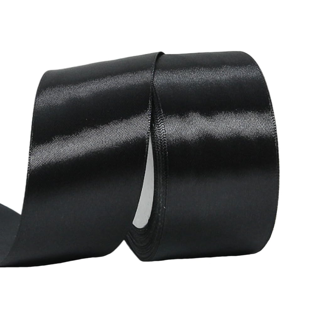 Wide Black Satin Ribbon 75mm (2.9 Inch) for Gift Wrapping 22m Thick Silk Ribbon for Crafting Halloween Party, Xmas