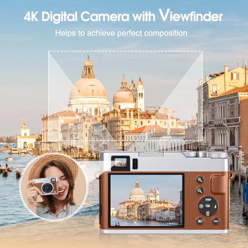 4K Digital Camera for Photography Autofocus, 48MP Vlogging Camera for YouTube with Viewfinder Dial Flash,16X Digital Zoom Portable Compact Travel Camera Anti-Shake for Teens,Adults,Beginners - Image 5