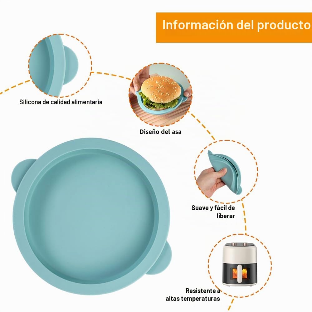 6 Piezas Molde Silicona Huevos Freidora de Aire con 2 Cepillo de Silicona, 10 cm Molde Redondo de Silicona para Tartas, Recipiente Air Fryer para Tapas de Muffins, Tostadas, Sándwiches