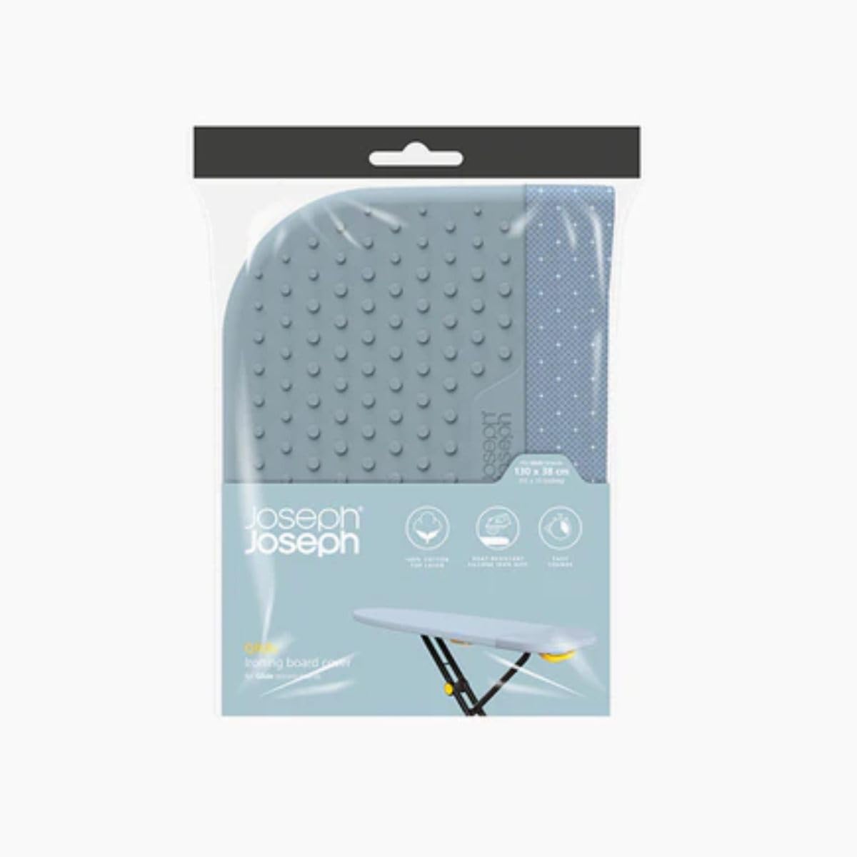 Joseph Joseph Glide - Housse pour Table à Repasser, 100% Coton, 130 x 38 cm, avec Support de Fer Résistant à la Chaleur, Facile à Changer, Gris