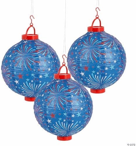 10" Light-Up Patriotic Hanging Paper Lanterns 3 Pieces image 5