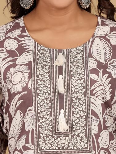 Image of Varanga Women-Gota Detailed Ethnic Floral Printed Kaftan & Trouser