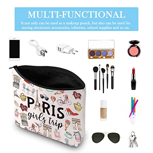 Paris Girls Trip Gift Paris Girls Weekend Gift Vacation in Paris Gift Paris Theme Travel Bag Paris Skyline Gift for Her France Vacation Makeup Bag (Girls Trip Paris EU) - Image 3