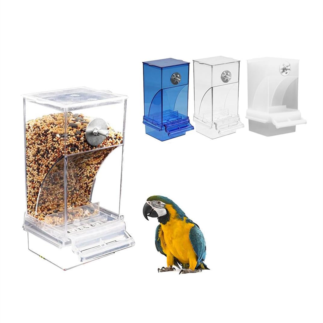 Comedero para pájaros sin ensuciar para jaula, taza de comedero automático para pájaros, comedero automático transparente para loros, bandeja para recoger semillas, comedero para pájaros antiderrames,