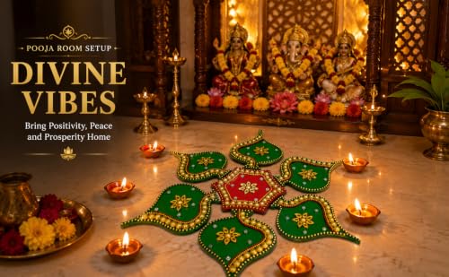Image of Designer Decorative Handmade Acrylic Rangoli, Paan Design with Pearl and Floral Embellishments, Red and Green, Multi-Colour (R Paan 001) Floor and Wall Decor, Diwali Festive Decoration