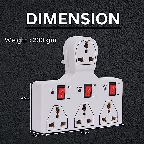 Image of 4 Universal Socket 3 Switch Multi Plug Extension Board /Multiplug