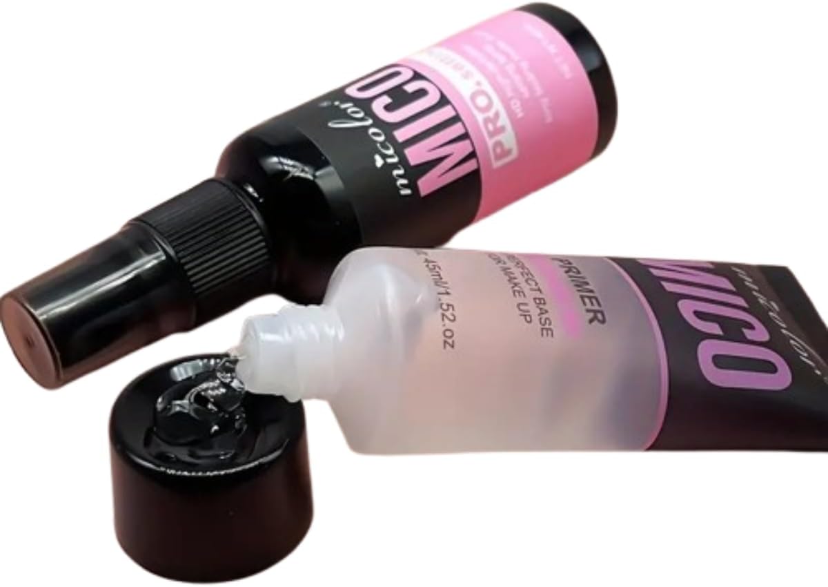 2-Piece Makeup Essentials Kit - Pore-Minimizing, Color-Enhancing Primer Base & Long-Lasting HD Setting Spray for Flawless, All-Day Makeup - 1.52 Oz/45ml Each