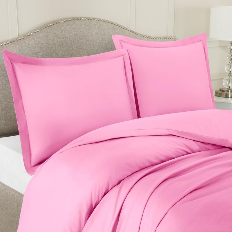 Image of BEVI - Home Premium Solid Plain Single Bedsheet with 1 Pillow Cover 300 TC Microfiber for Single Bed | Size (60 inch x 90 inch) Pink