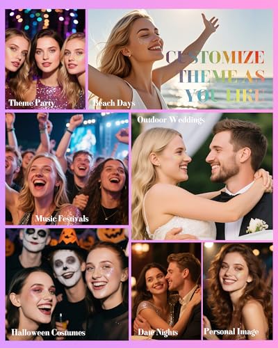 Image of Makeup Patches, Holographic Multichrome Stickers Temporary Face Tattoos, Body Face Glitter for Women Girls, Country Concerts Singer Festival Rave Accessories (iridescent - 10 pcs)