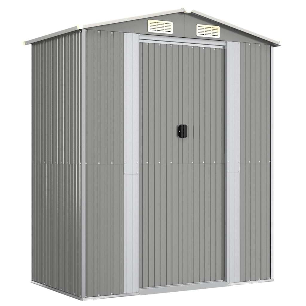 vidaXL Cobertizo de Jardín Exterior Aire Libre Patio Almacenamiento Organizador Casa Puerta Herramienta Caseta Acero Galvanizado Gris Claro