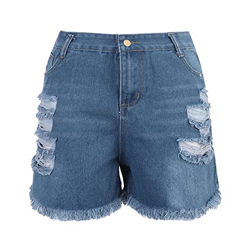 WWricotta Bermuda en Jean Femme - Grande Taille Jean Boyfriend Femme DéContracté Jean Couleur Unie Vintage Jean Mode Pas Cher Short en Jean Tendance - Image 3