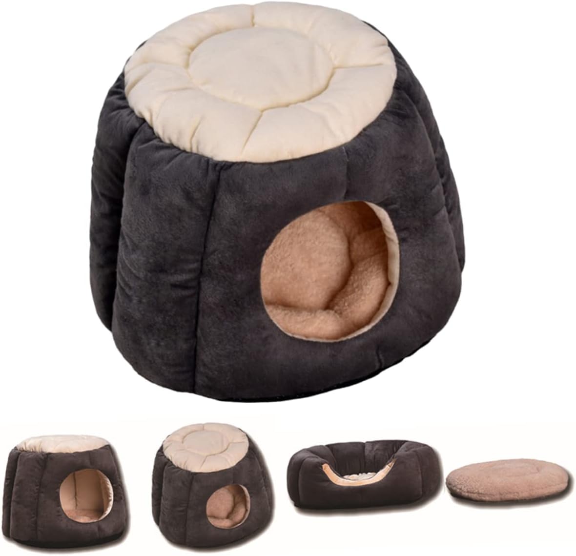 Round Table Pet Bed s Dog House Puppy Tent Warm Nest for Cats Dogs Gray/Black