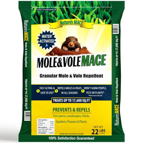 Nature's Mace Mole & Vole Repellent 22lb Granular/Covers 17,600 Sq. Ft. / Keep Moles & Voles Out of Your Lawn...