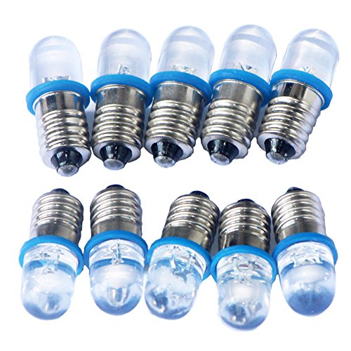 GutReise 10x E10 DC 24V Blue Spotlight LED Lamps Light Bulbs + 10pcs E10 Lamp Socket Base