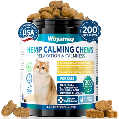 Woyamay Cat Calming Treats, Anxiety & Stress Relief, 200 Soft Chews