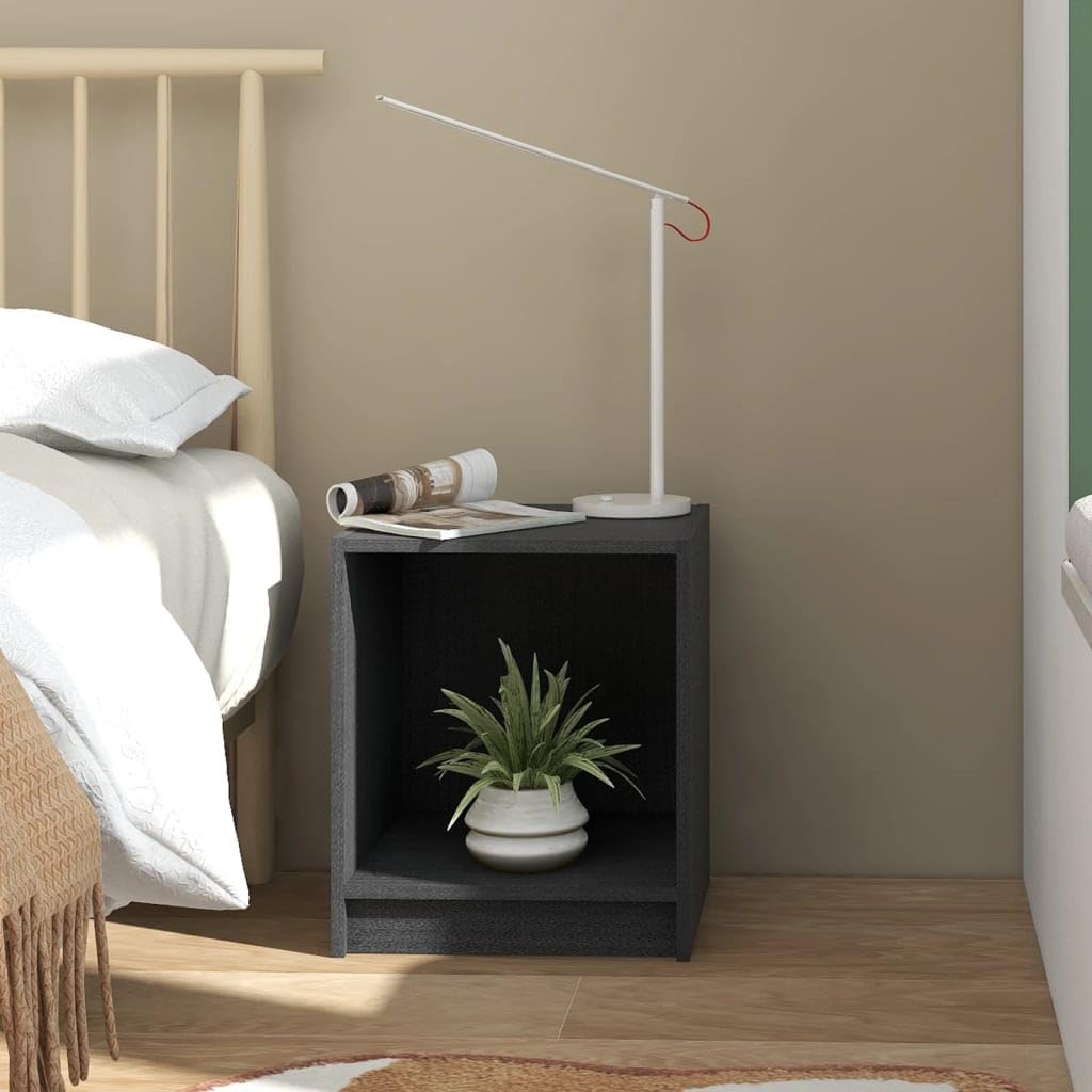 Meuble de chevet en pin massif gris table de nuit bois