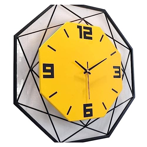 Horloge silencieuse non cachée grande quartz jaune pour éviter le tic-tac