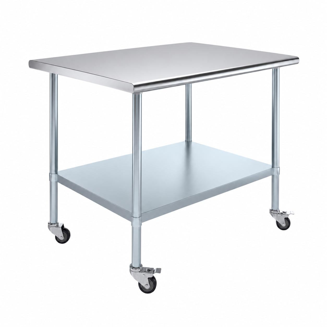 AmGood 48" Long x 36" Deep Stainless Steel Table with Casters