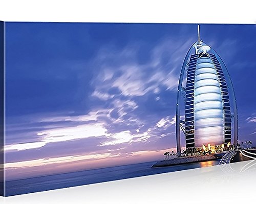 islandburner - Cuadro moderno Burj al Arab de Dubai - Impresión sobre lienzo - Cuadro para sillones, salón, cocina, muebles, oficina, casa, fotografía formato XXL