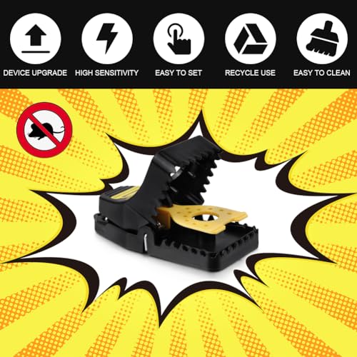 flintronic 4 Pack Mouse Traps, Mouse Traps Reusable, Mice Traps Indoors and Outdoors Trap, Rat Traps Highly Efficient Effective & Safe Better, Mouse Traps for Outdoor/Kitchen/Storehouse/Garden