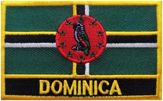 1 PCS Dominica Flag Patches Iron On or Sew On Embroidered Tactical Military National Dominica Patch