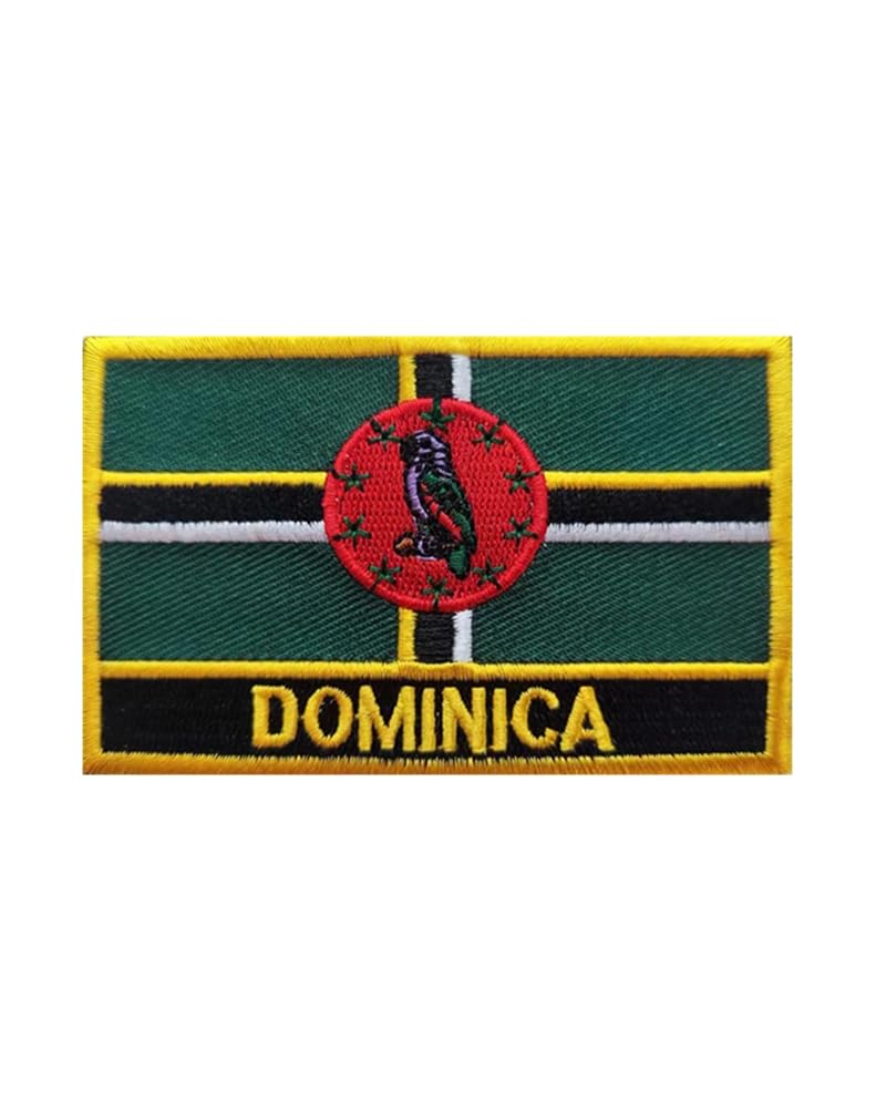 UijokdefUijokdef 1 PCS Dominica Flag Patches Iron On or Sew On Embroidered Tactical Military National Dominica Patch