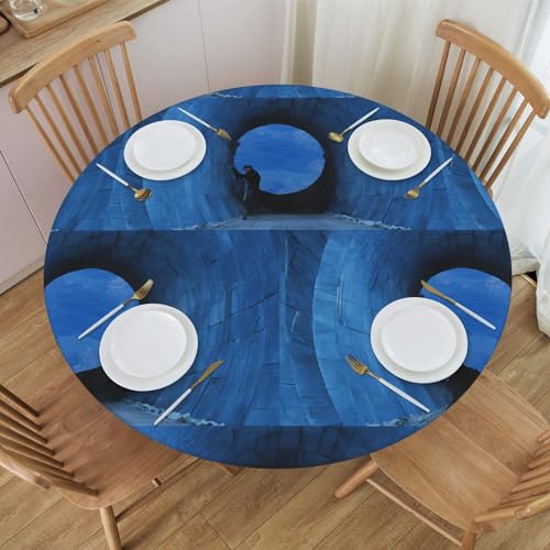 Nappe ronde ajustée élastique polyester imperméable table de 120 - 4