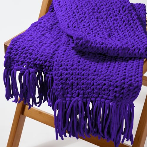 Image of INNDUN Blanket Yarn 100g /3.5oz - Dark Purple Chenille Yarn 6 Super Bulky - 72 Yards - Knitting, Crocheting & Crafts Chunky Yarn