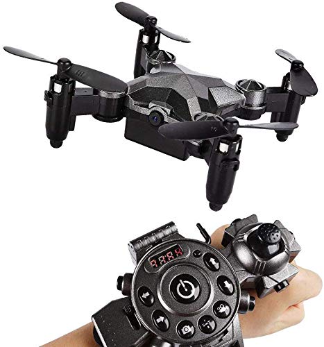 ZGYQGOO WIFI FPV Drone With 2.0MP HD Camera 2.4G Smart Watch Type Remote Control Foldable Quadcopter Height Retention Suitable For Beginners Or Gift Gray
