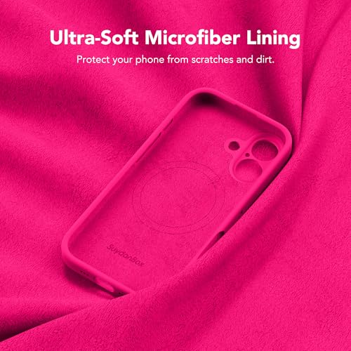 Image of Magnetic for iPhone 16 Case, Compatible with MagSafe, [Screen Protector + Full Camera Protection], Silicone Shockproof Anti-Scratch Protective Phone Case for iPhone 16 6.1 inch, Hot Pink