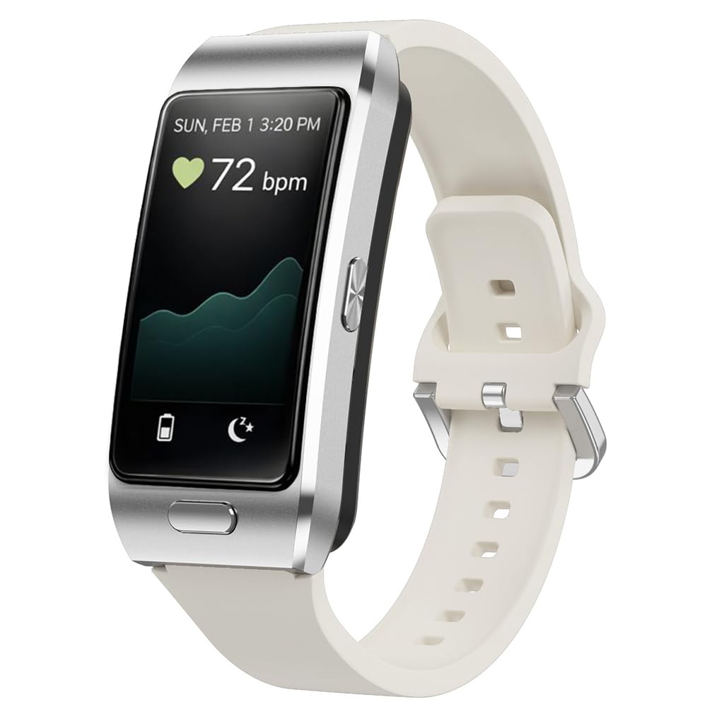 2-in-1 Smart Health Band with Built-in Bluetooth Earbuds, Fitness & Activity Tracker with Heart Rate & Sleep Monitor, Bluetooth Call Support, 1.57″ HD Touchscreen for Daily Wellness(White)