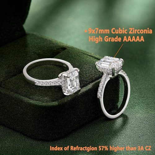 SHELOVES 3 Carat Emerald Cut Engagement Rings AAAAA White Cz 925 Sterling Silver Wedding Band 4-132
