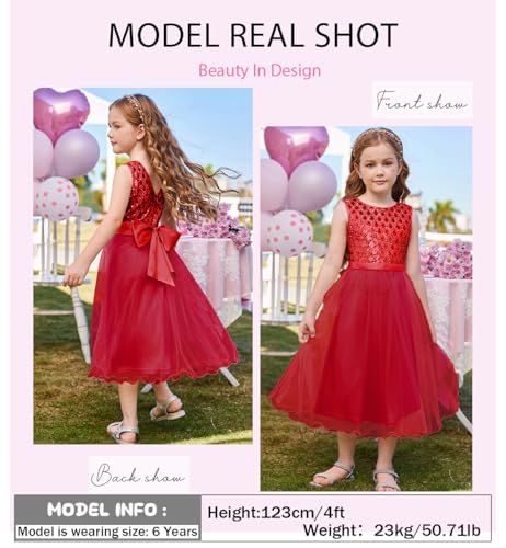 GRACE KARIN Flower Girl Dress V-Back Sequin Party Tulle Dresses Kids Birthday Formal Wedding Pageant Princess Dress 5-122