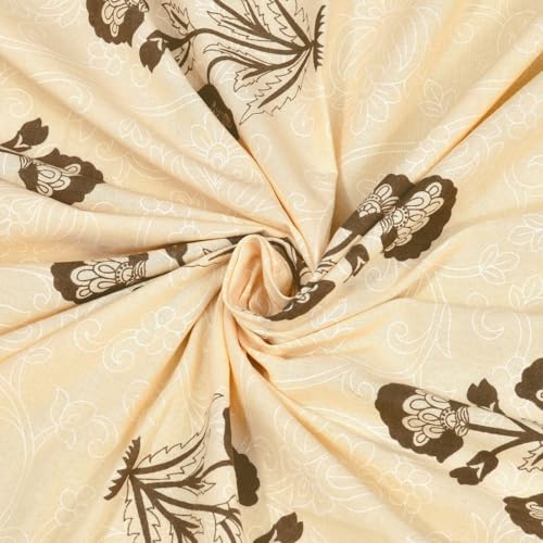 Image of Living Roots Ethnic Jaipur Block Print Double Cotton Bedsheet & 2 Pillow Covers, for Mattress Upto 6 inches Thick, No Colour Bleeding, Brown Colour, King Size 90 * 108 inches, 120TC (611-C)