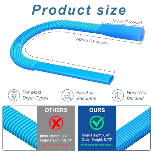 Image of Upgraded Dryer Lint Vent Cleaner Kit: Flexible Vacuum Hose Attachment for Lint Removal |Universal Vacuums Deep Cleaning Brush for Clogged Ducts