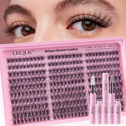 Lash Clusters Kit Wispy Eyelash Clusters Lashes Natural 300pcs C Curl Individual Lashes Cluster...