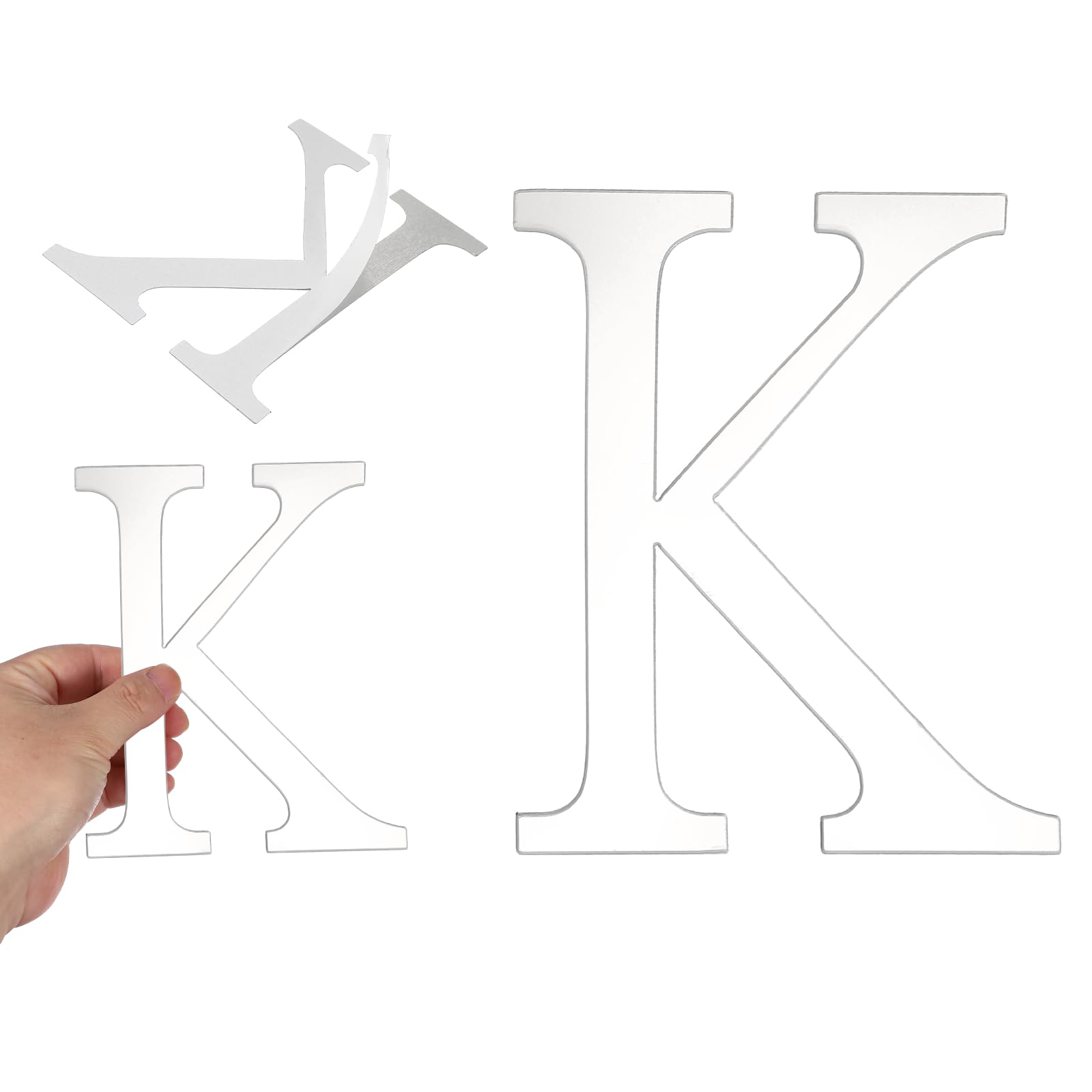 sourcing map 3D Alphabet Mirror Wall Stickers, 20cm Acrylic Alphabet Wall Decal Self-Adhesive House Letter Number Home Decor Art Letter Sign for Living Room, Bedroom Decor (Silver, Letter K)