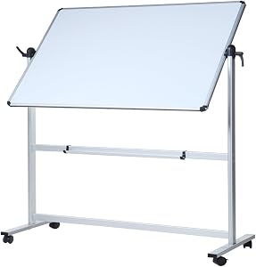 VIZ-PRO Double-Sided Magnetic Mobile Whiteboard,44x 30 Inches Aluminium Frame and Stand | Rolling Dry Erase Board Easel Stand on Wheels with Aluminium Frame for School Office Home