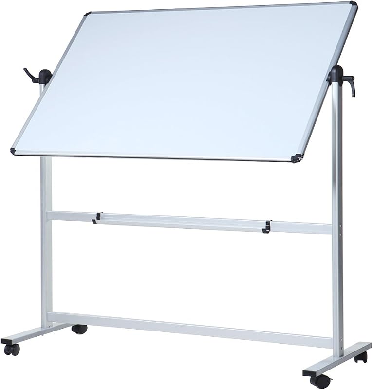 Pizarra blanca celular magnética de doble cara VIZ-PRO, 72" x 48" | Caballete rodante de borrado en seco de 6' x 4' con ruedas y marco de aluminio para la escuela, la oficina y el hogar