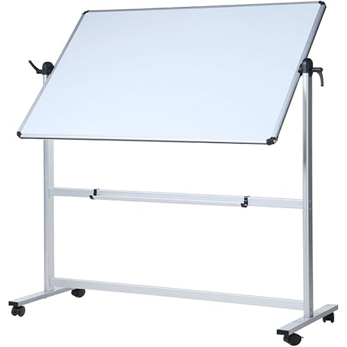 VIZ-PRO Double-Sided Magnetic Mobile Whiteboard, 60 x 36 Inches, Rolling Dry Erase Board Easel Stand on Wheels with Aluminium Frame for School Office Home 5' x 3'