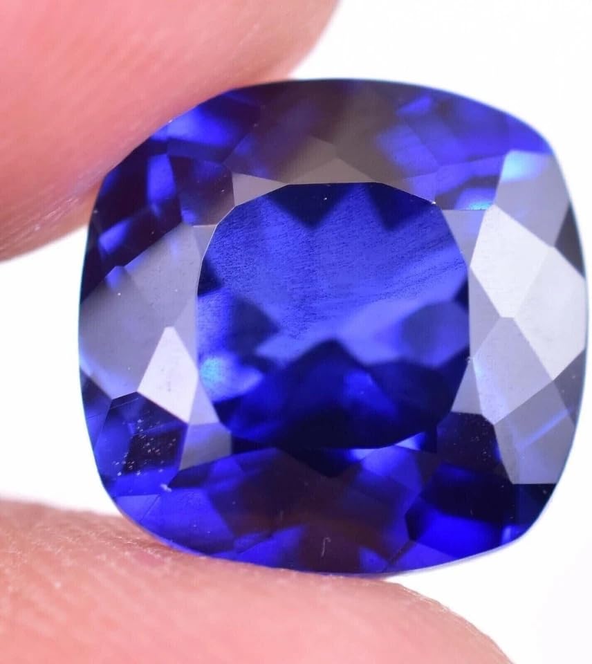 10 Ct Natural Ceylon Royal Cushion Cut Blue Sapphire Certified Loose Gemstone for Jewellery Making - 13x13x8 MM