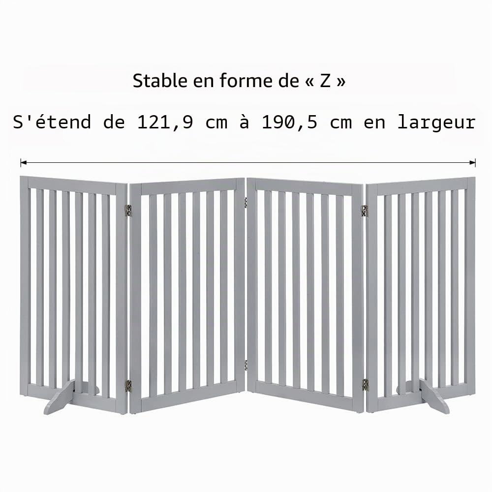 unipaws Barrière pour Chien, Barrière de sécurité barrière modulable Pliable pour Animaux de Compagnie, 91H cm 4 Panneaux, Gris Clair