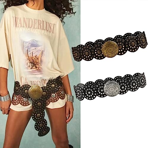 Women Round Buckle Belt Aesthetic Hollowed Out Belt Gothics Pants Decor Teens Girl Waistband Clothing Accessories2