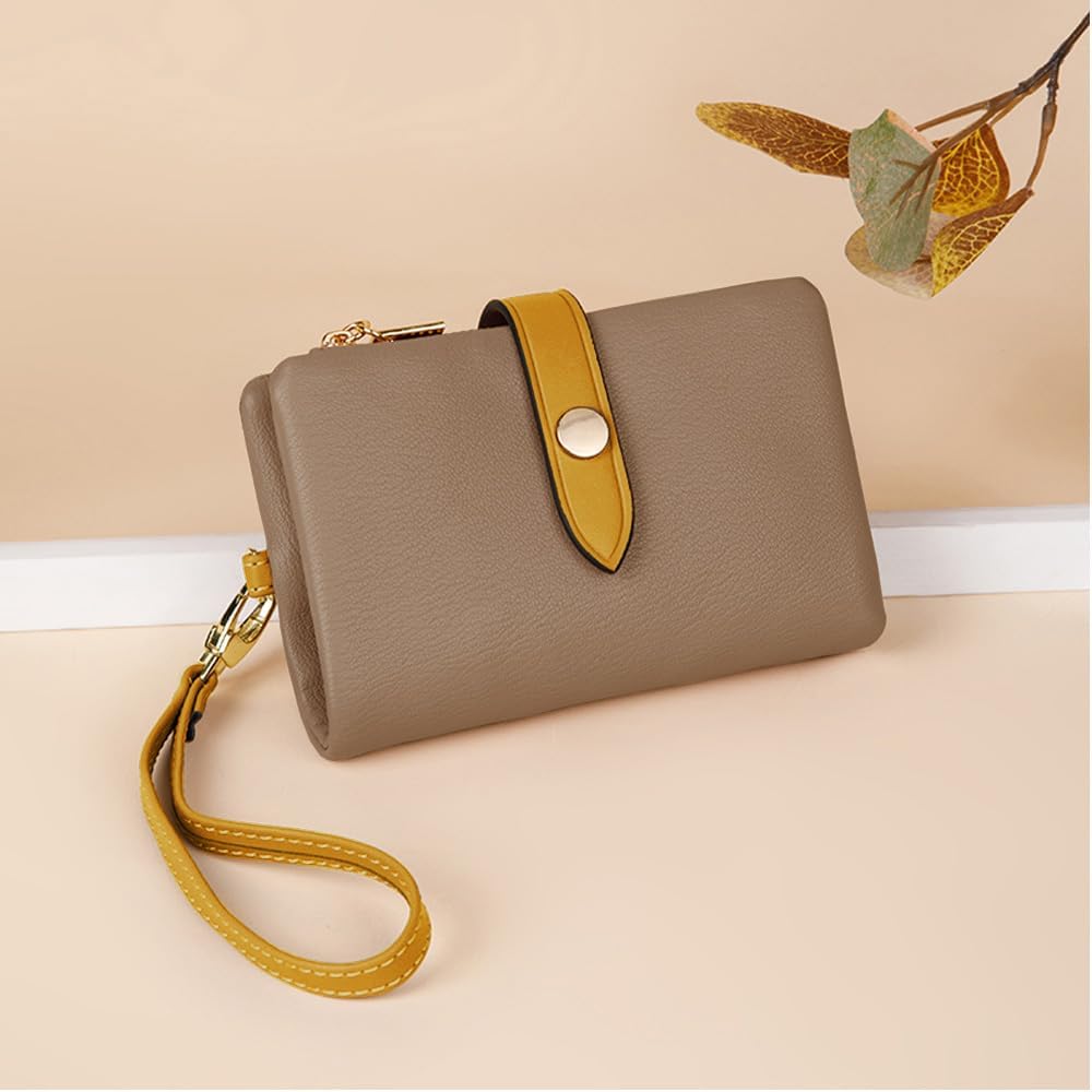 Wallets for Women Small Bifold Rfid Leather Ladies Wallets,Compact Wristlet Womens Billfold,Trifold Card Holder with Multi Credit Card Slot Zipper Coin Pocket and Wrist Strap(Khaki) - Image 6