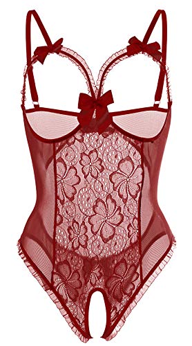 Lingerie for Women Sexy Teddy One-Piece Lace Babydoll Bodysuit Nightie Plus Size