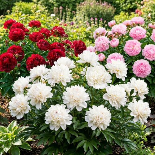 Pfingstrosen Pflanzen Winterhart Passion Kollektion - 3 Wurzeln - große Päonien Hybride Mix - Mehrjährige Stauden - Pflanzen aus Holland für Garten und Topf (kein Samen Zwiebeln nicht künstlich)