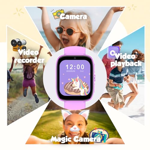 Smart Watch for Kids Girls Boys - 1.54" Touch Screen Watch with Camera, 31 Games, Music, Pedometer, Flashlight, Alarm Clock,Learning Cards, Storybook, Metal Case Gift for Children Age 4-10 (Purple)3