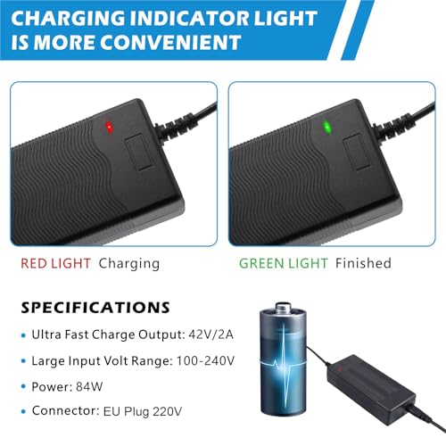 JIZZU Ladegeräte Für Scooter, E Scooter Ladegerät, Hoverboard Ladekabel mit 6 Anschlüssen, Hoverboard Akku Elektroroller Ladegerät für Scooter Elektrisch